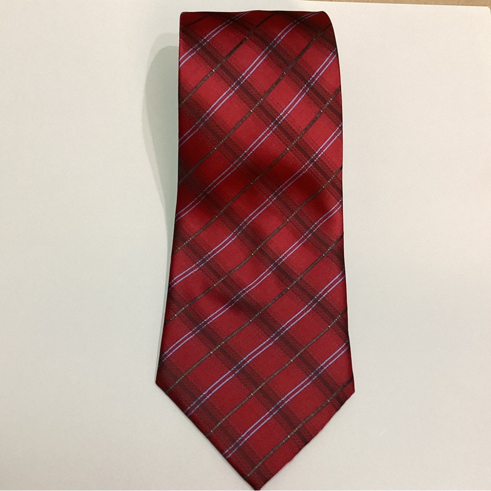 Burberry London Classic Silk Tie Burgundy Plaid made in Italy 4.25 x 60